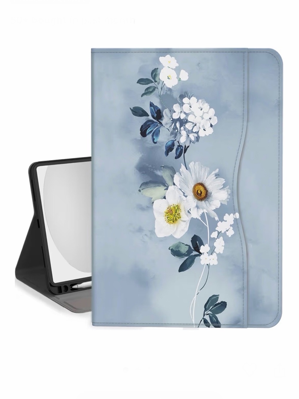 Blue Floral🪻iPad📱Cover w Flip Stand Auto Sleep💤& Pencil🖊️Holder + Pocket